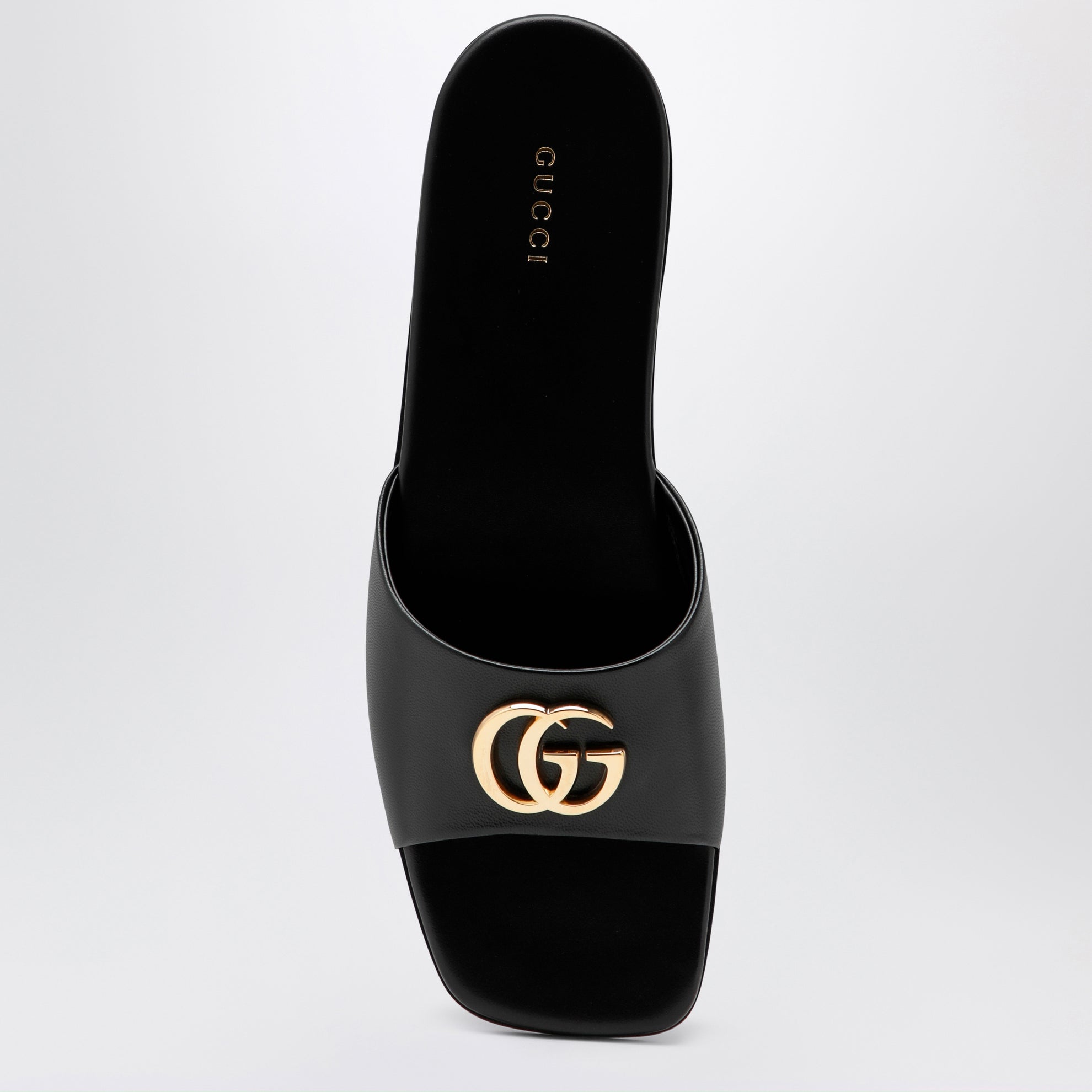 Double G Slides aus schwarzem Nappaleder