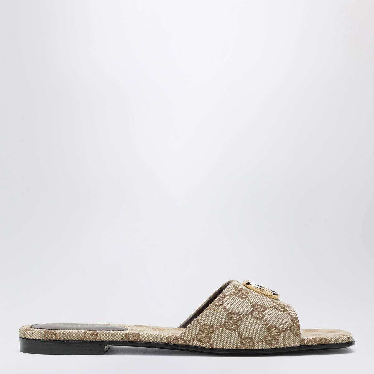 Gucci Men’s Beige GG Canvas Double-Buckle Slides Authentic Men main image 4