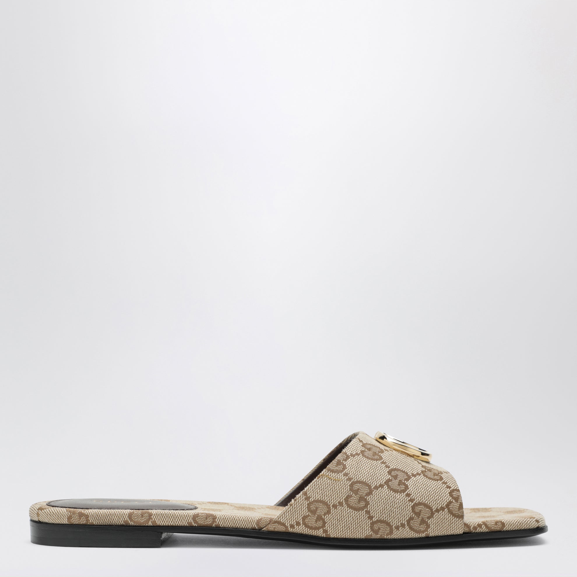 Double G Slides aus GG-Canvas in Beige Sand