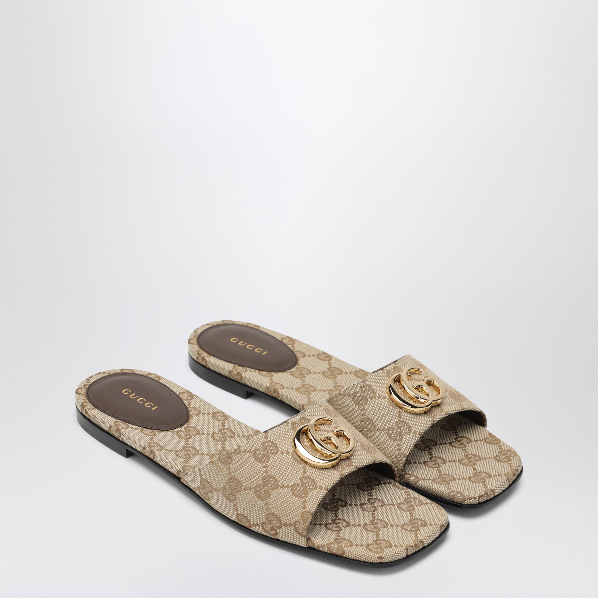 Double G Slides aus GG-Canvas in Beige Sand