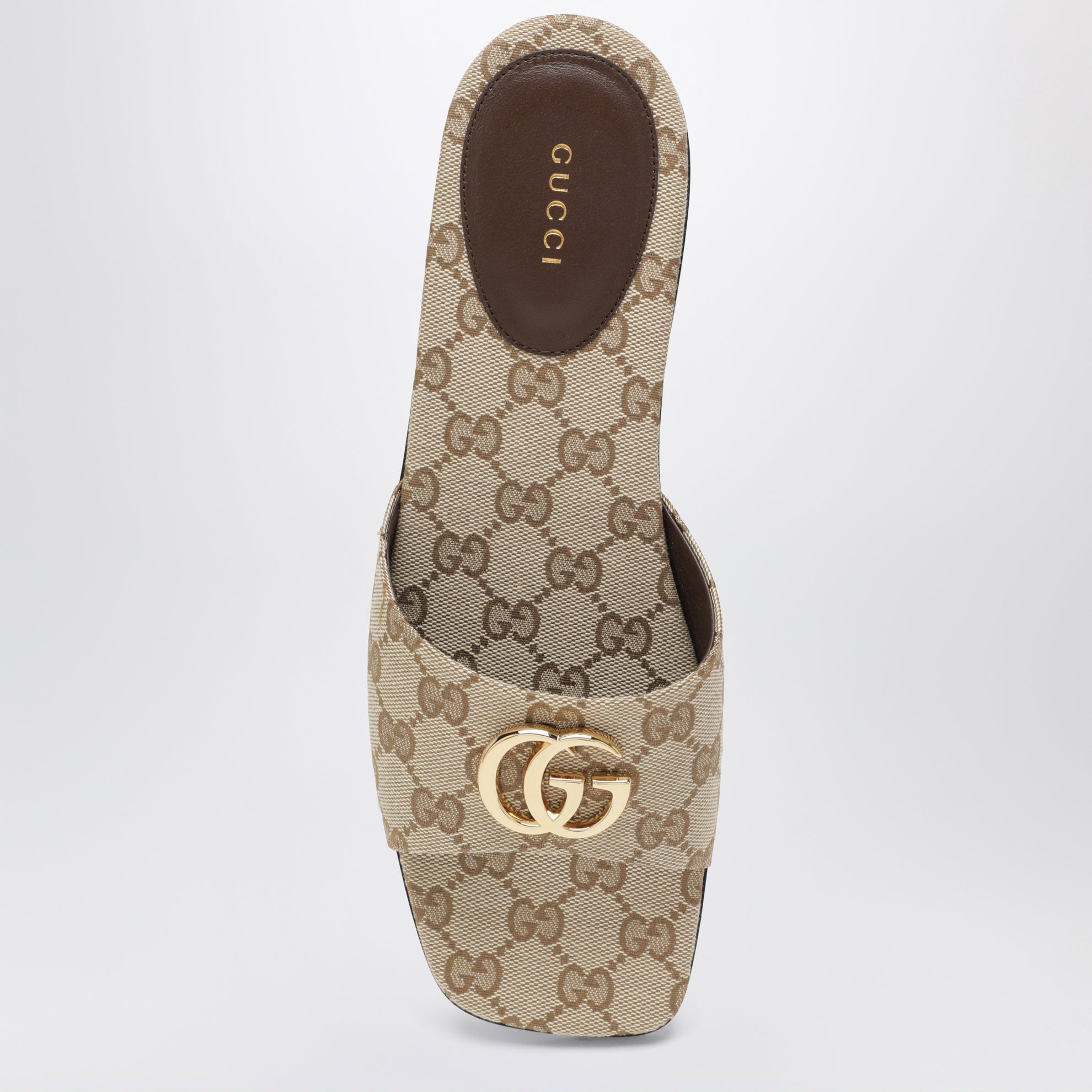 Double G Slides aus GG-Canvas in Beige Sand