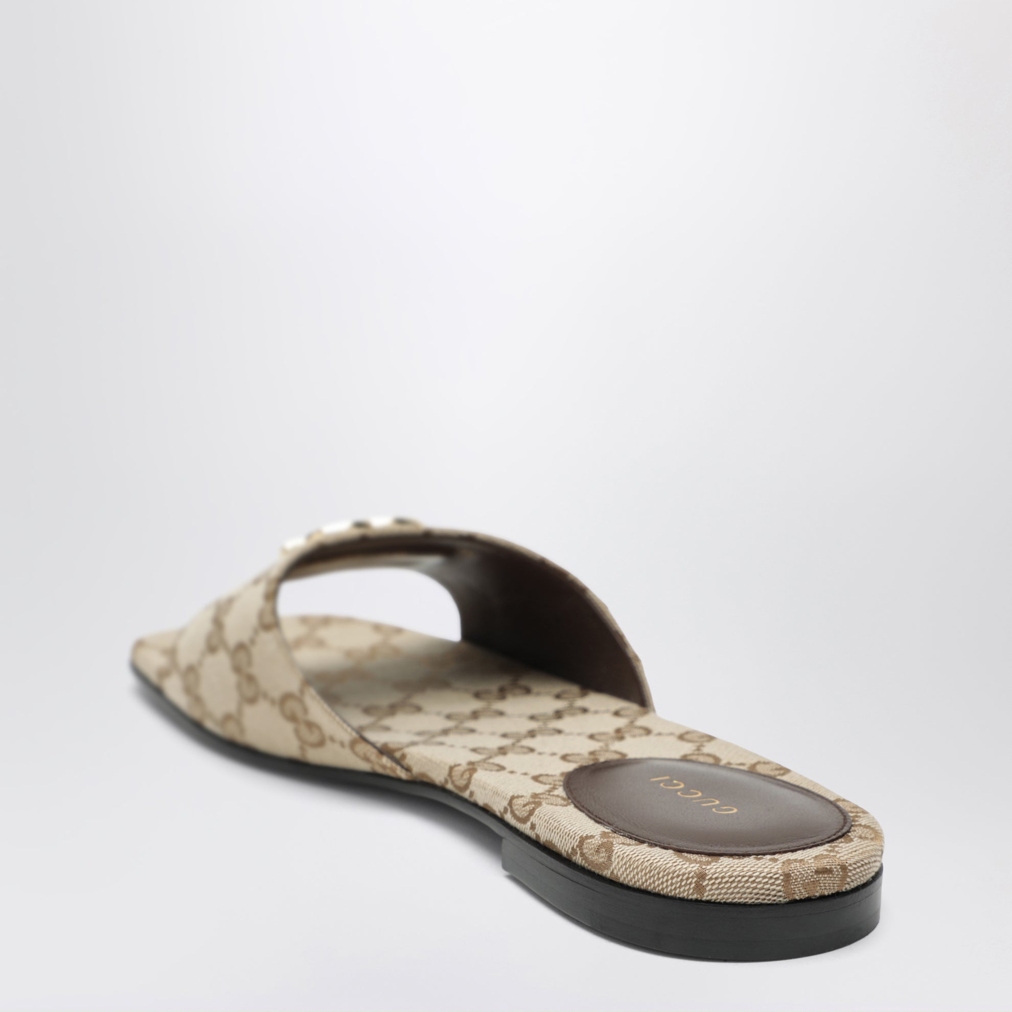 Double G Slides aus GG-Canvas in Beige Sand
