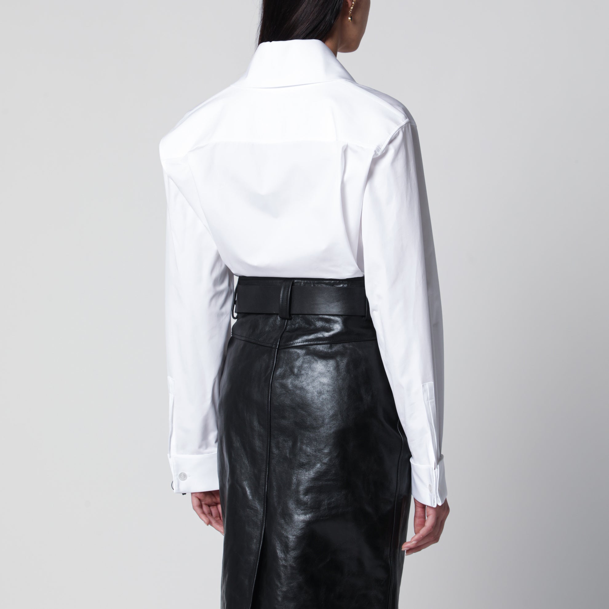 Chemise à col lavallière en popeline de coton blanche