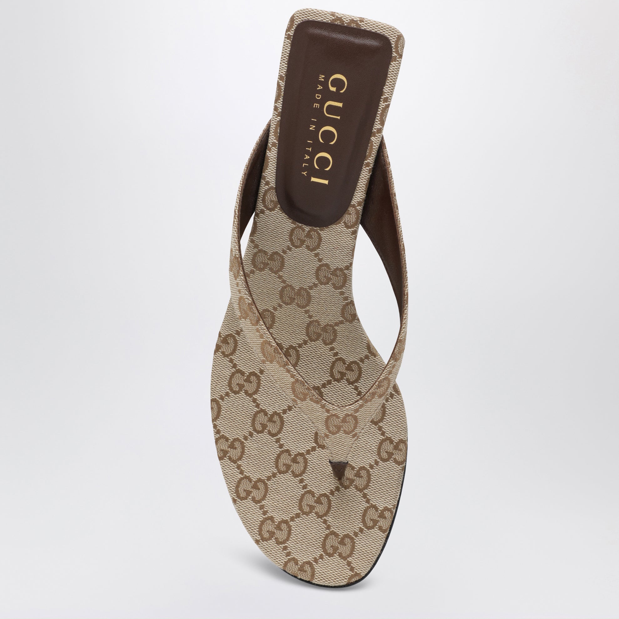 Vittoria Zehentrenner aus GG-Canvas in Beige Sand
