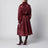 Burgundy waterproof nylon trench coat with lavallière
