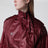 Burgundy waterproof nylon trench coat with lavallière
