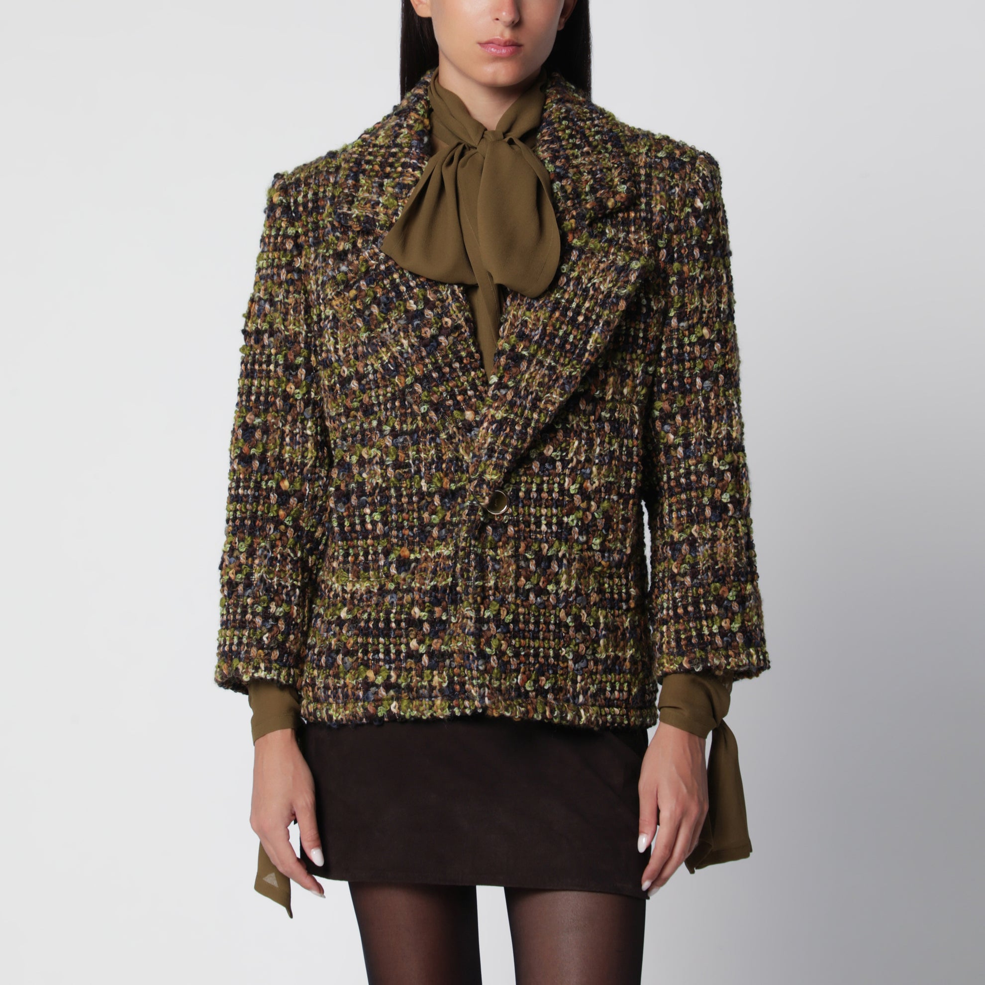 Tweedjacke in Khakigrau