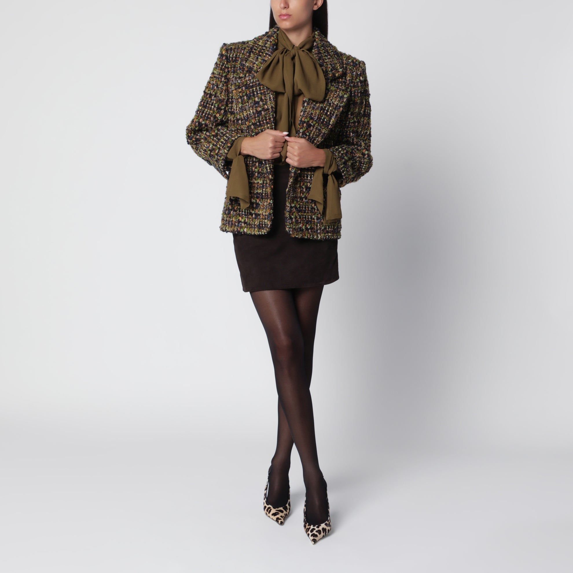 Tweedjacke in Khakigrau