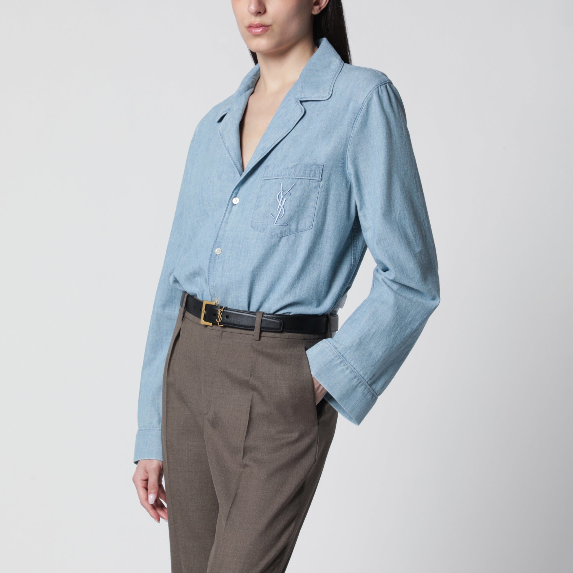 Chemise Cassandre en chambray bleu-gris
