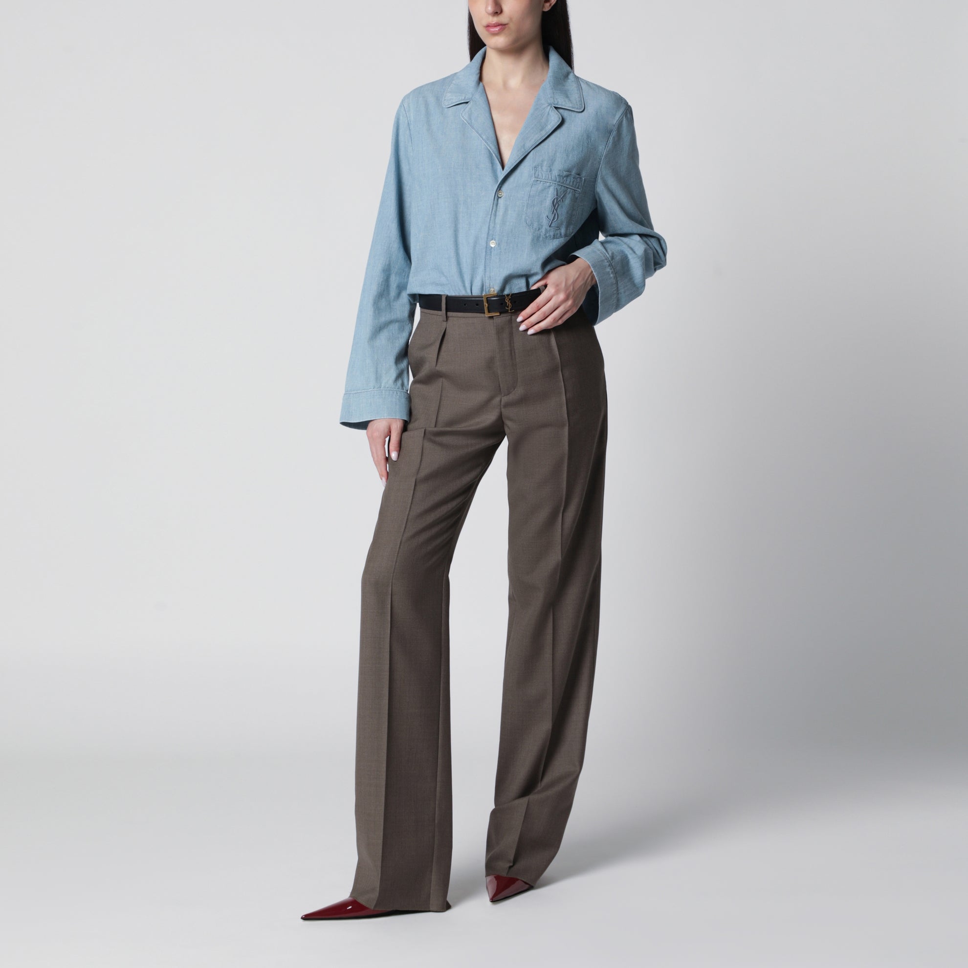 Chemise Cassandre en chambray bleu-gris