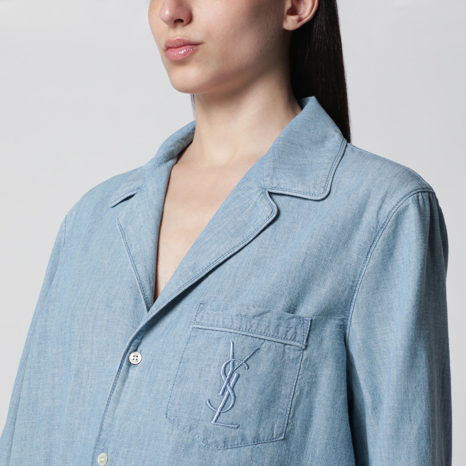 Chemise Cassandre en chambray bleu-gris