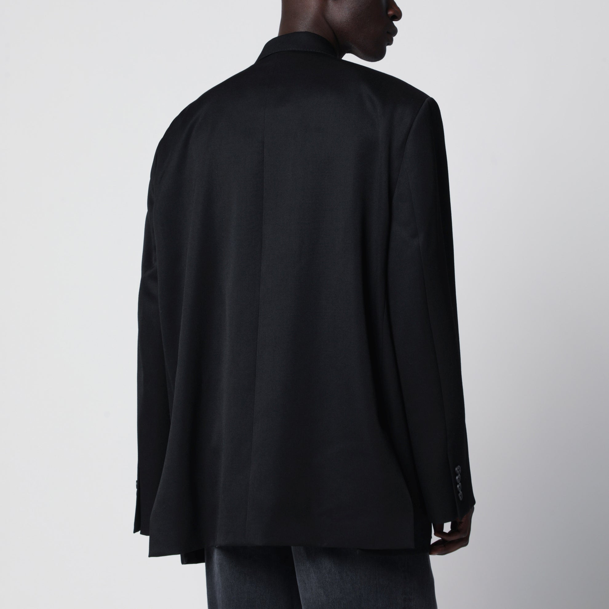 Blazer doppiopetto oversize in lana nero