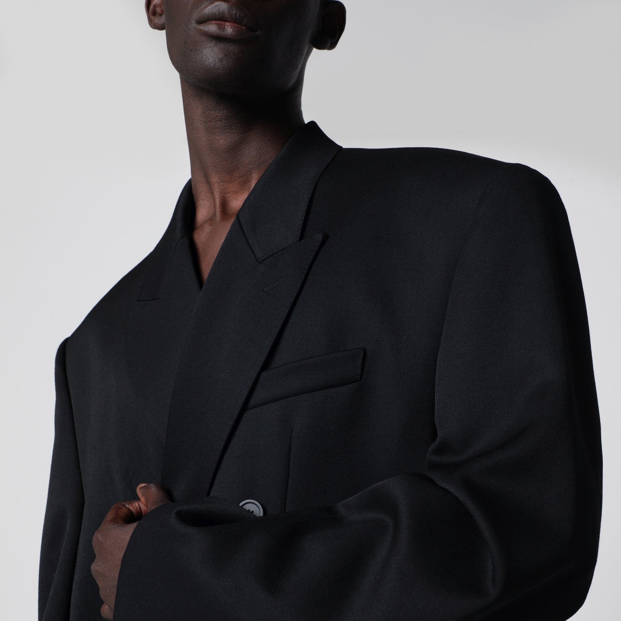Blazer doppiopetto oversize in lana nero