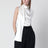 Stretch silk satin top with scarf detail in white