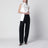 Stretch silk satin top with scarf detail in white