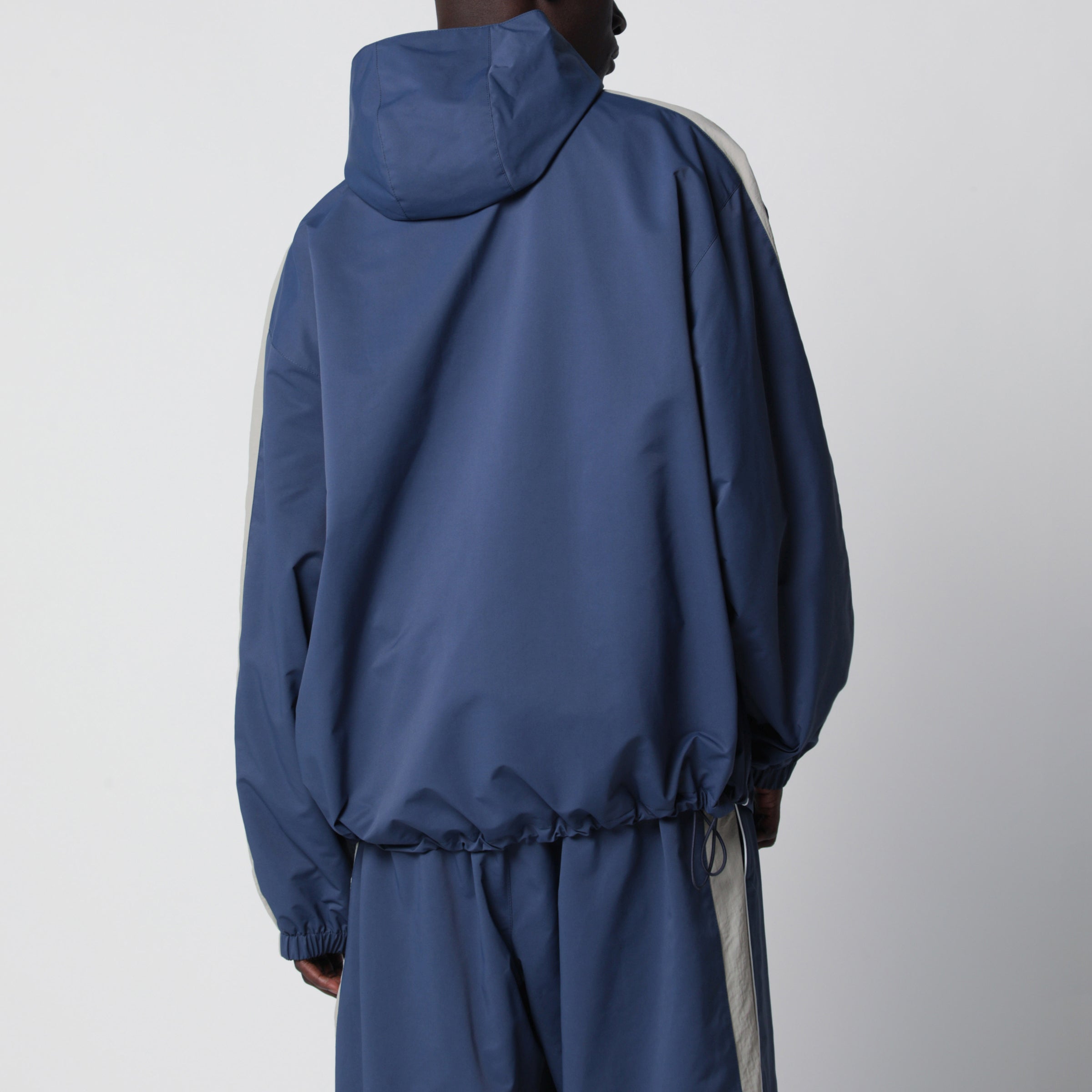 Balenciaga Washed-effect technical satin track jacket in navy