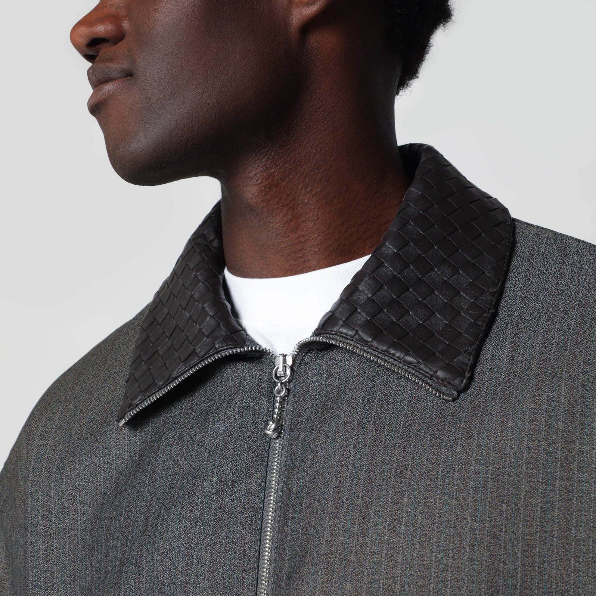 Giacca a righe in lana e mohair Desert/Grey