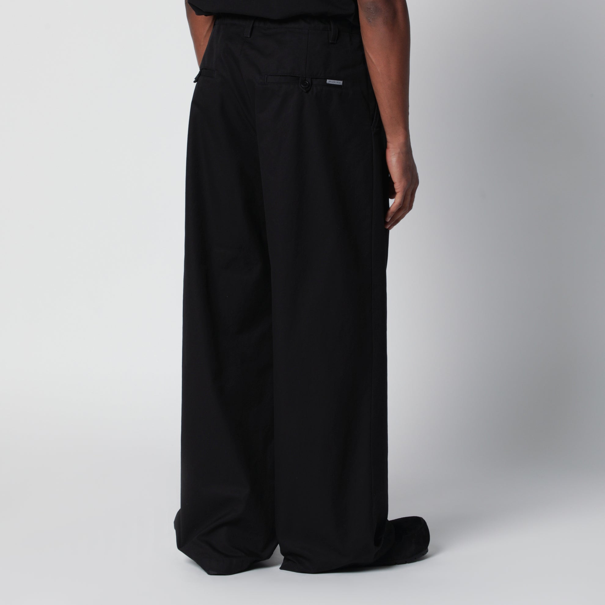 Black cotton twill chino trousers