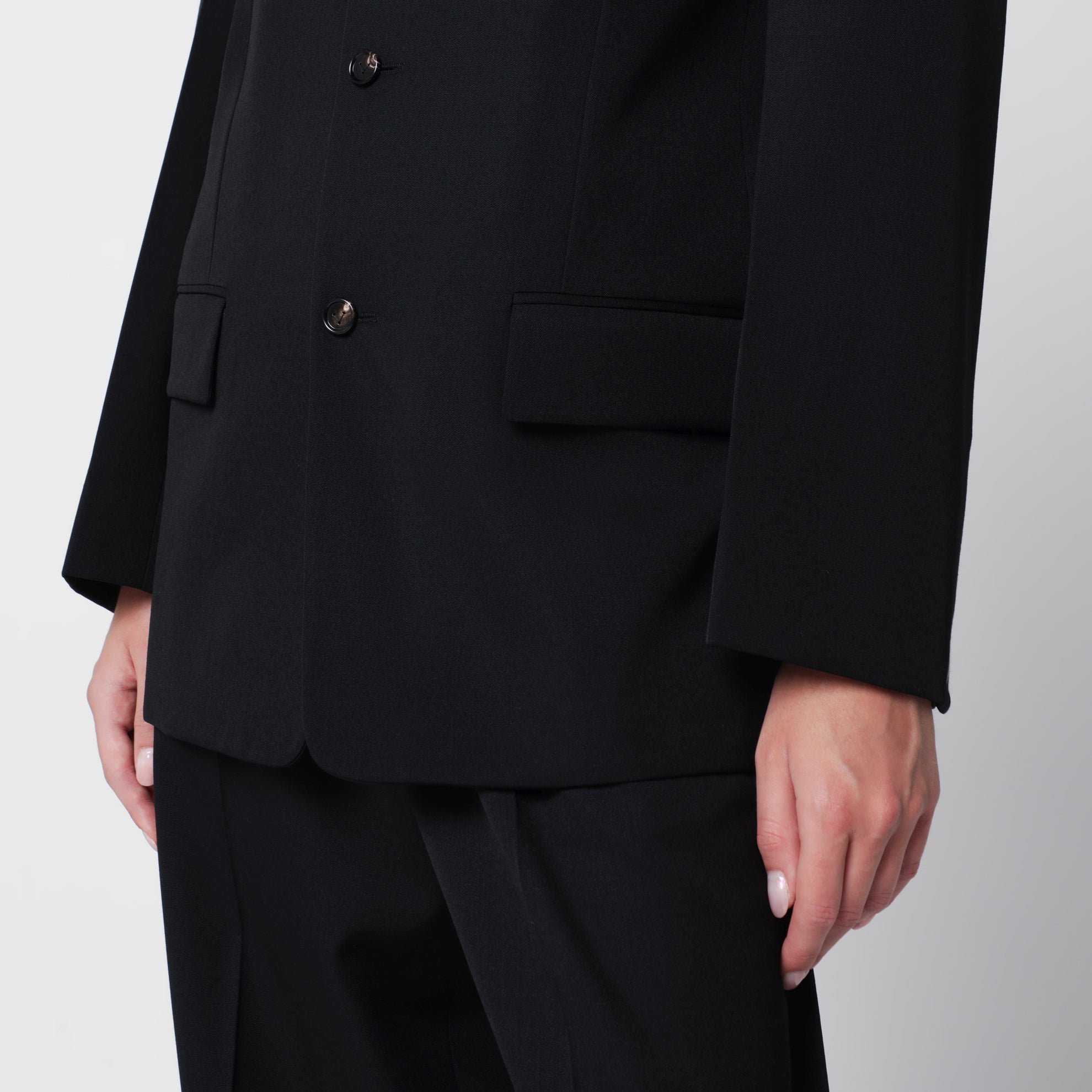 Giacca monopetto in lana grain de poudre nera