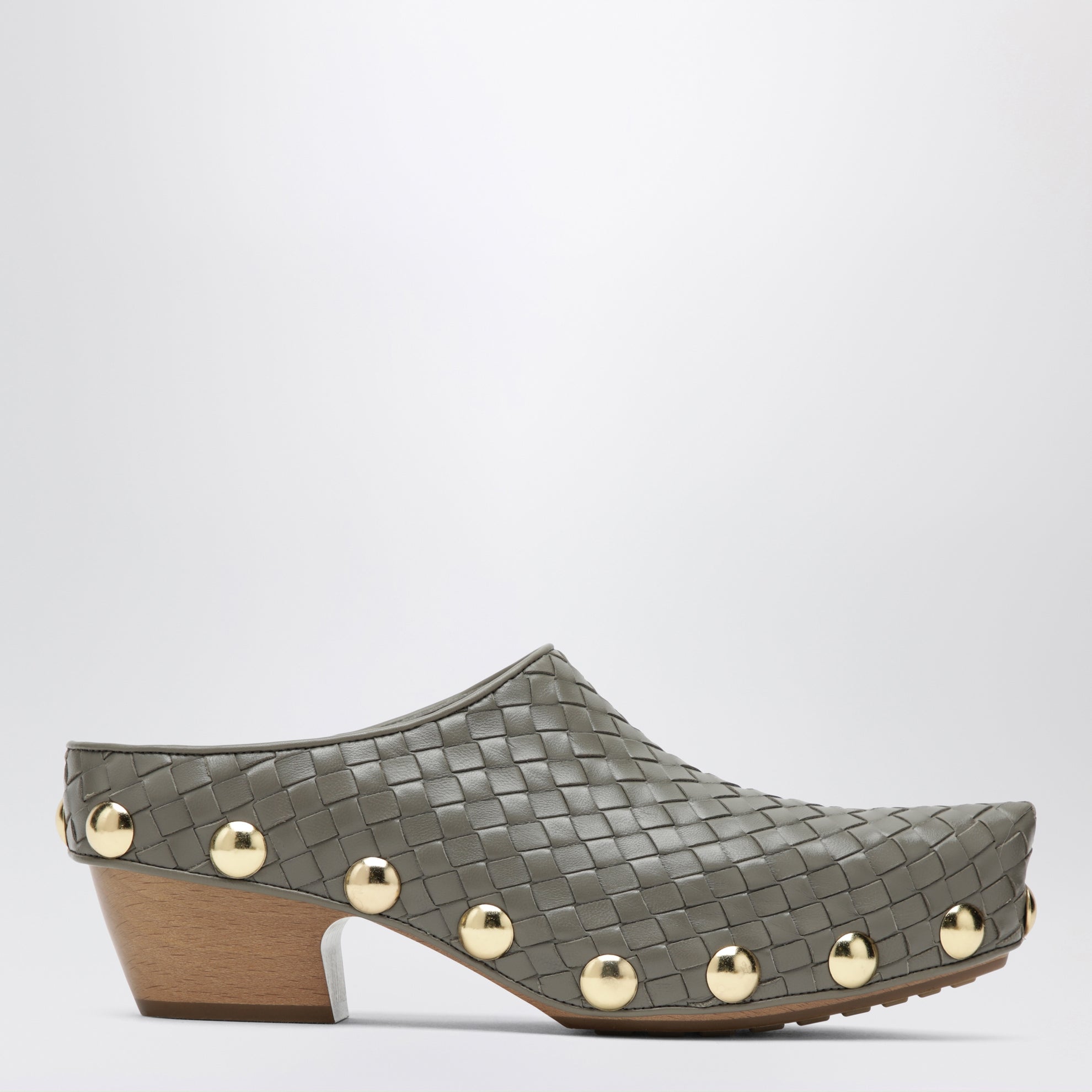 Zoccoli Gondola in pelle intrecciata taupe scuro