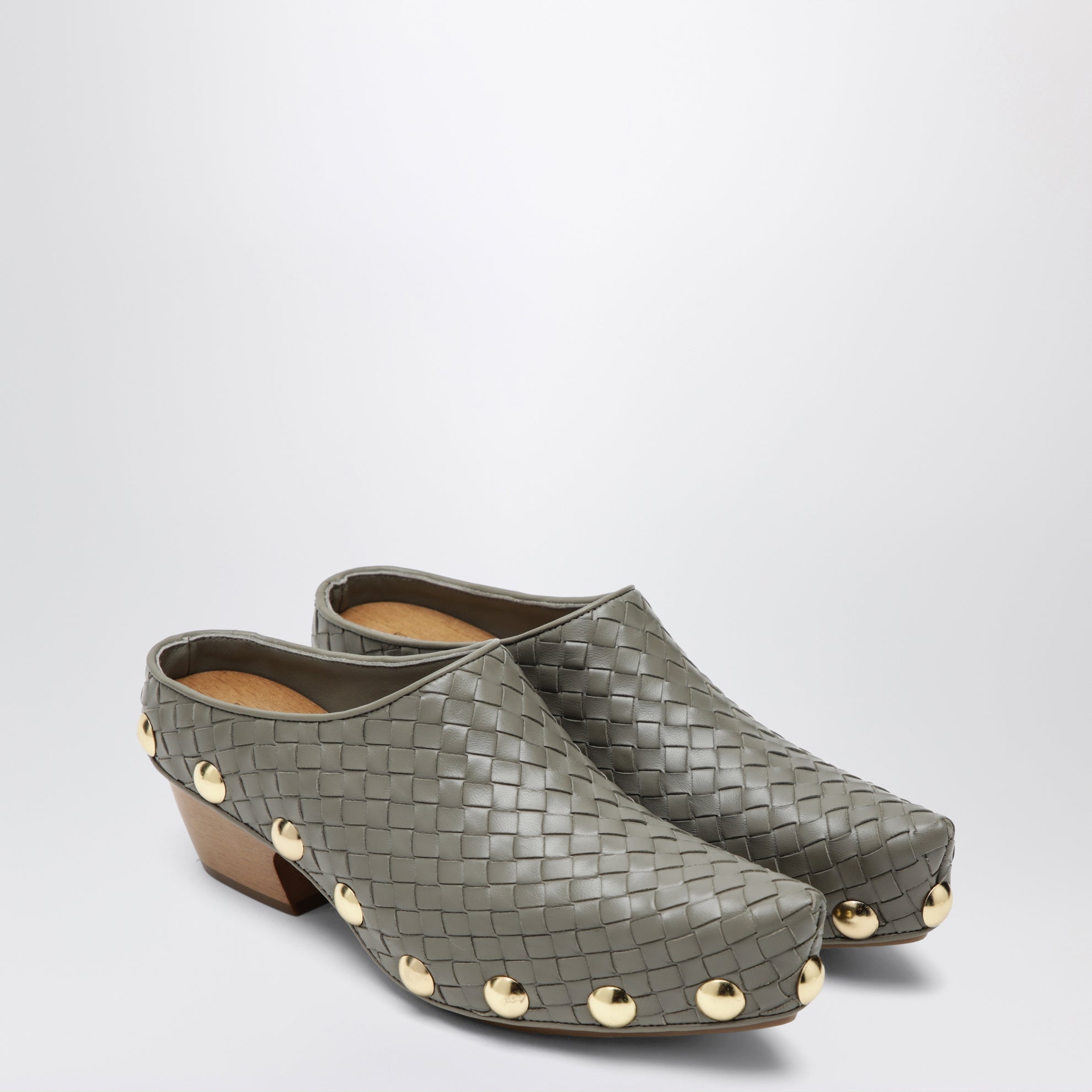 Zoccoli Gondola in pelle intrecciata taupe scuro
