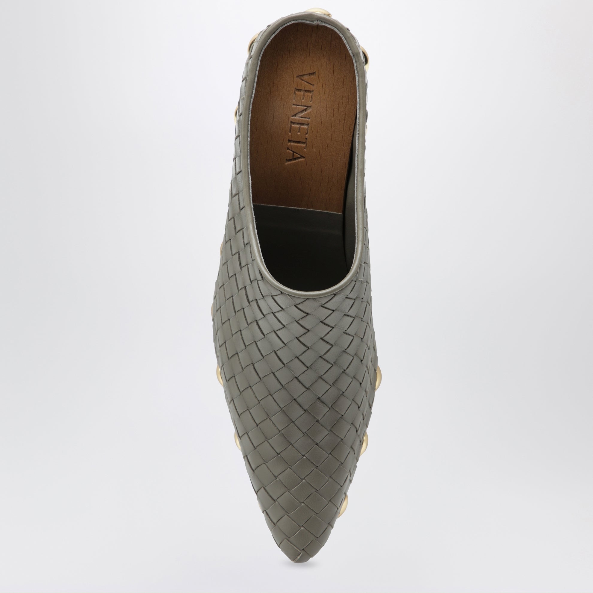 Zoccoli Gondola in pelle intrecciata taupe scuro