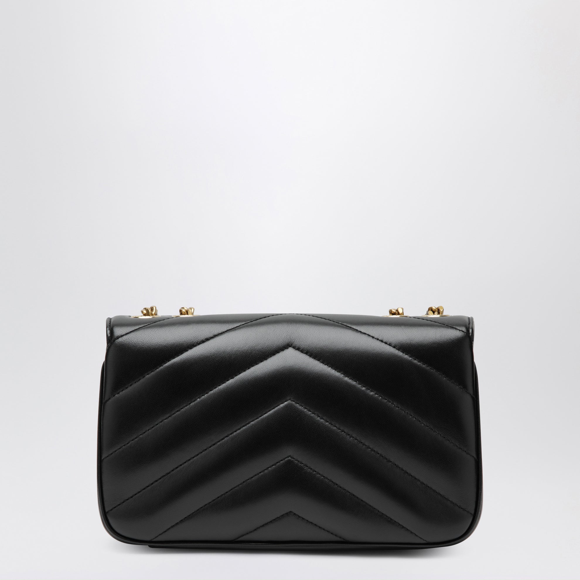 Loulou Schultertasche aus Leder mit Kettenriemen, schwarz
