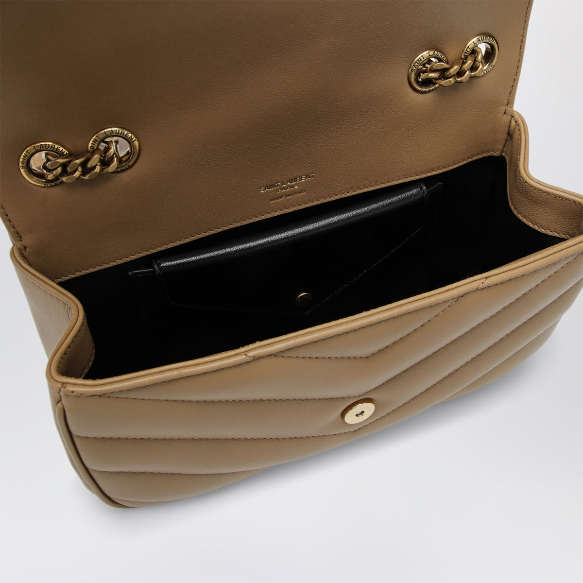 Loulou crossbody bag in beige leather