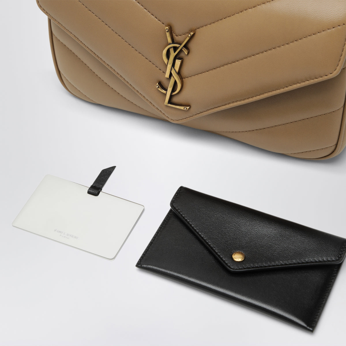 Loulou crossbody bag in beige leather