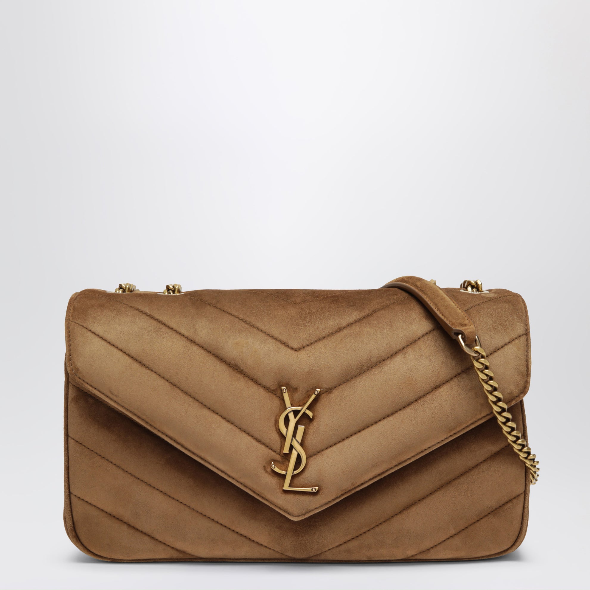 Loulou Medium Orange Caramel Suede Bag