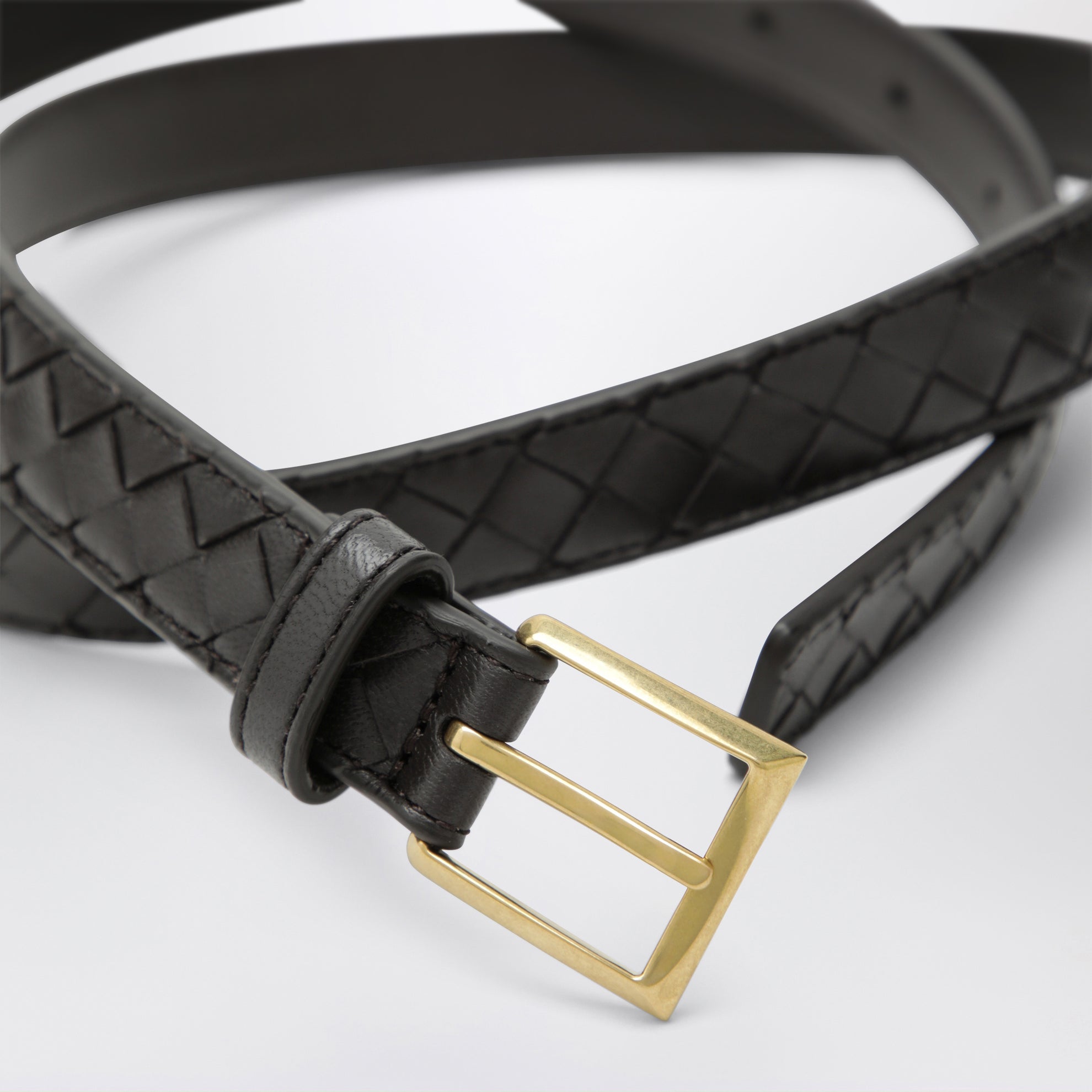 Ceinture Solo en cuir tressé espresso