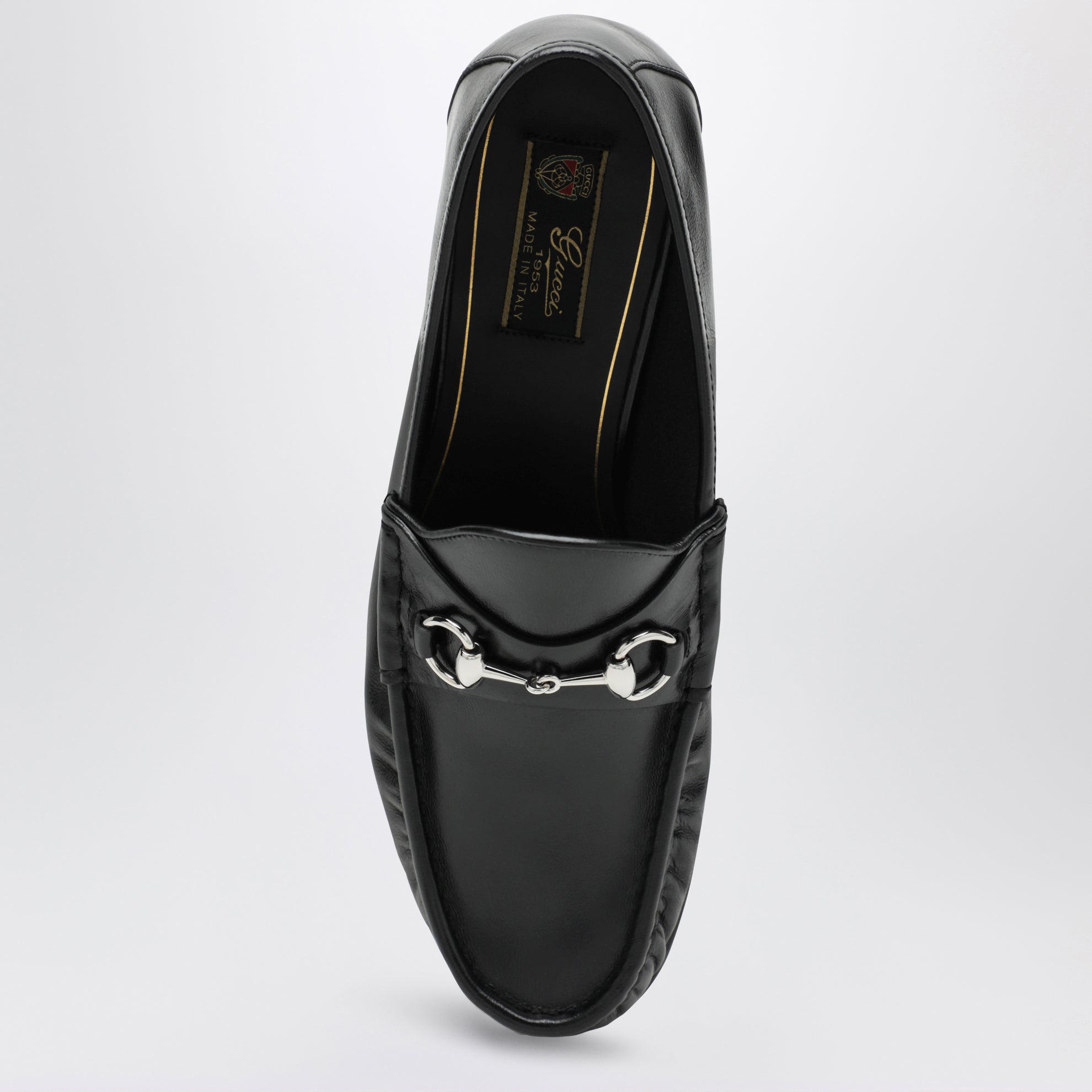 Mocassin Lugano en cuir noir à mors argenté