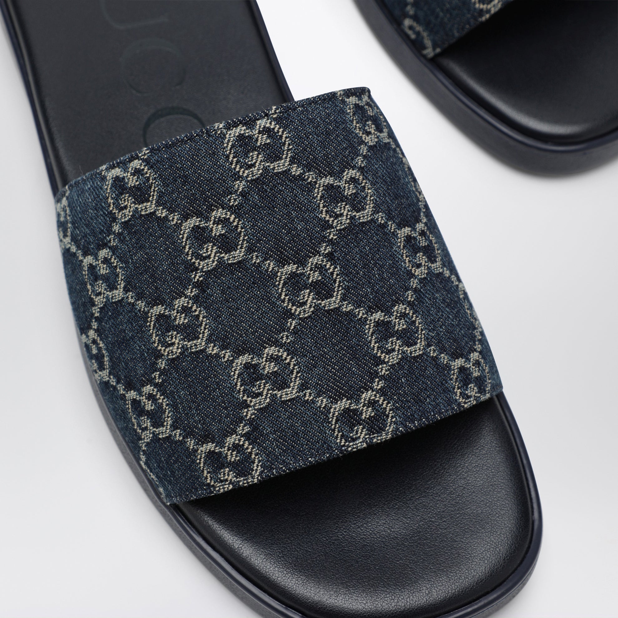 GG denim slider sandal in Flurry Blue