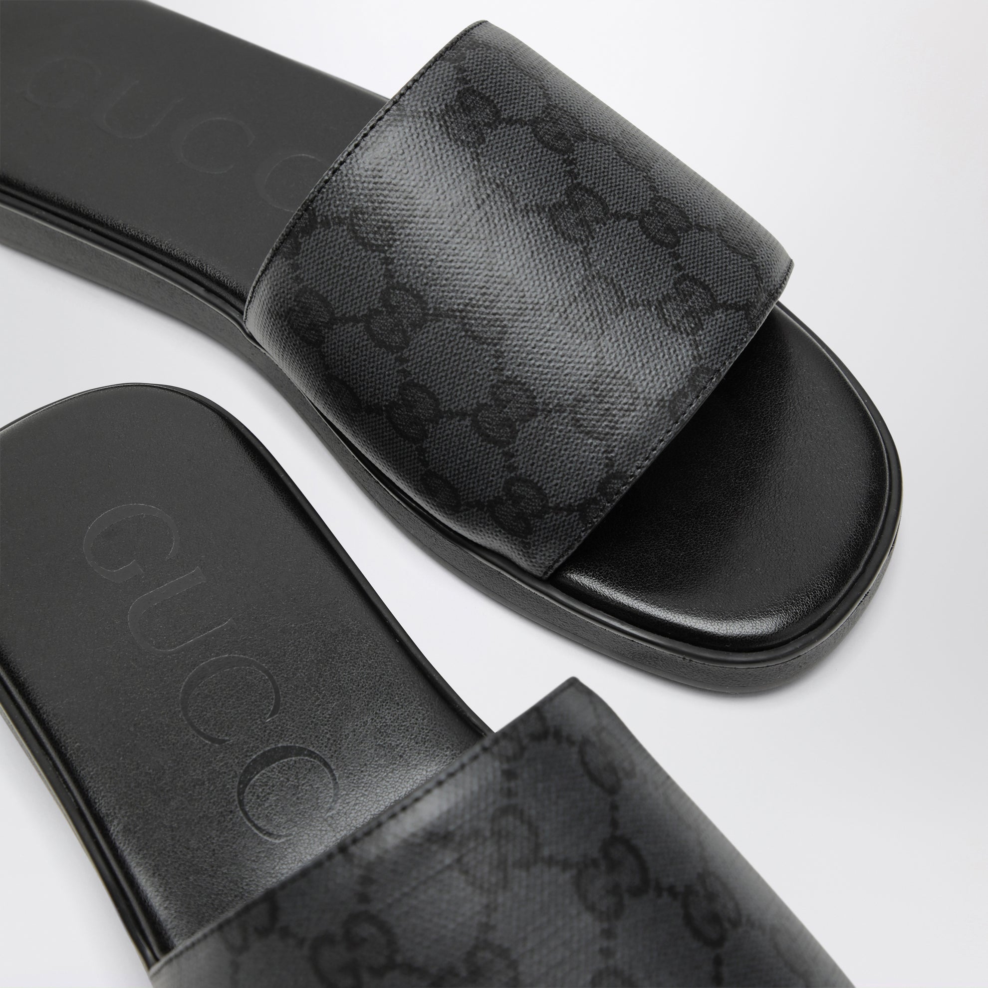 Schwarze Generation Slider-Sandalen aus GG-Canvas