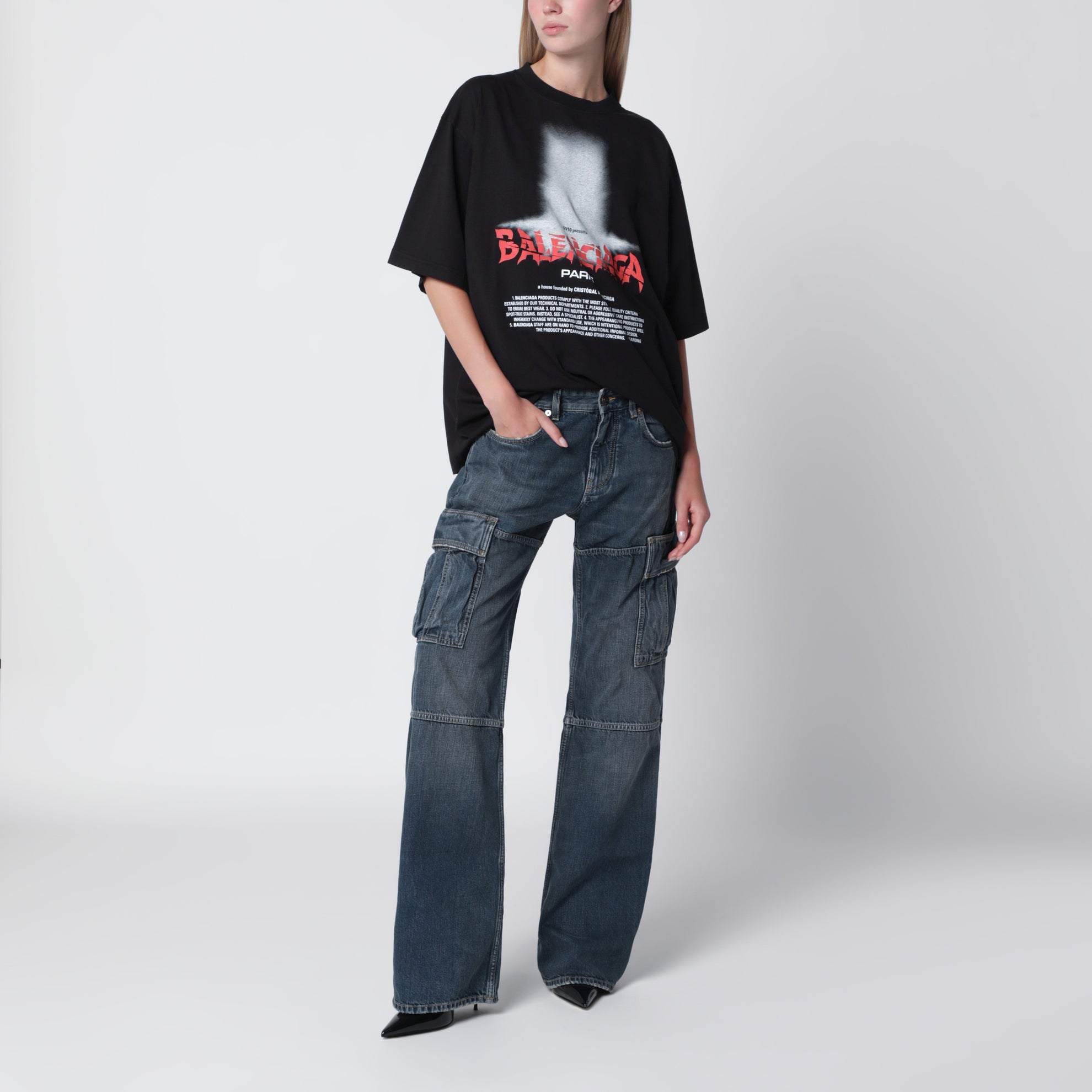 T-shirt The Door oversize in jersey di cotone nera