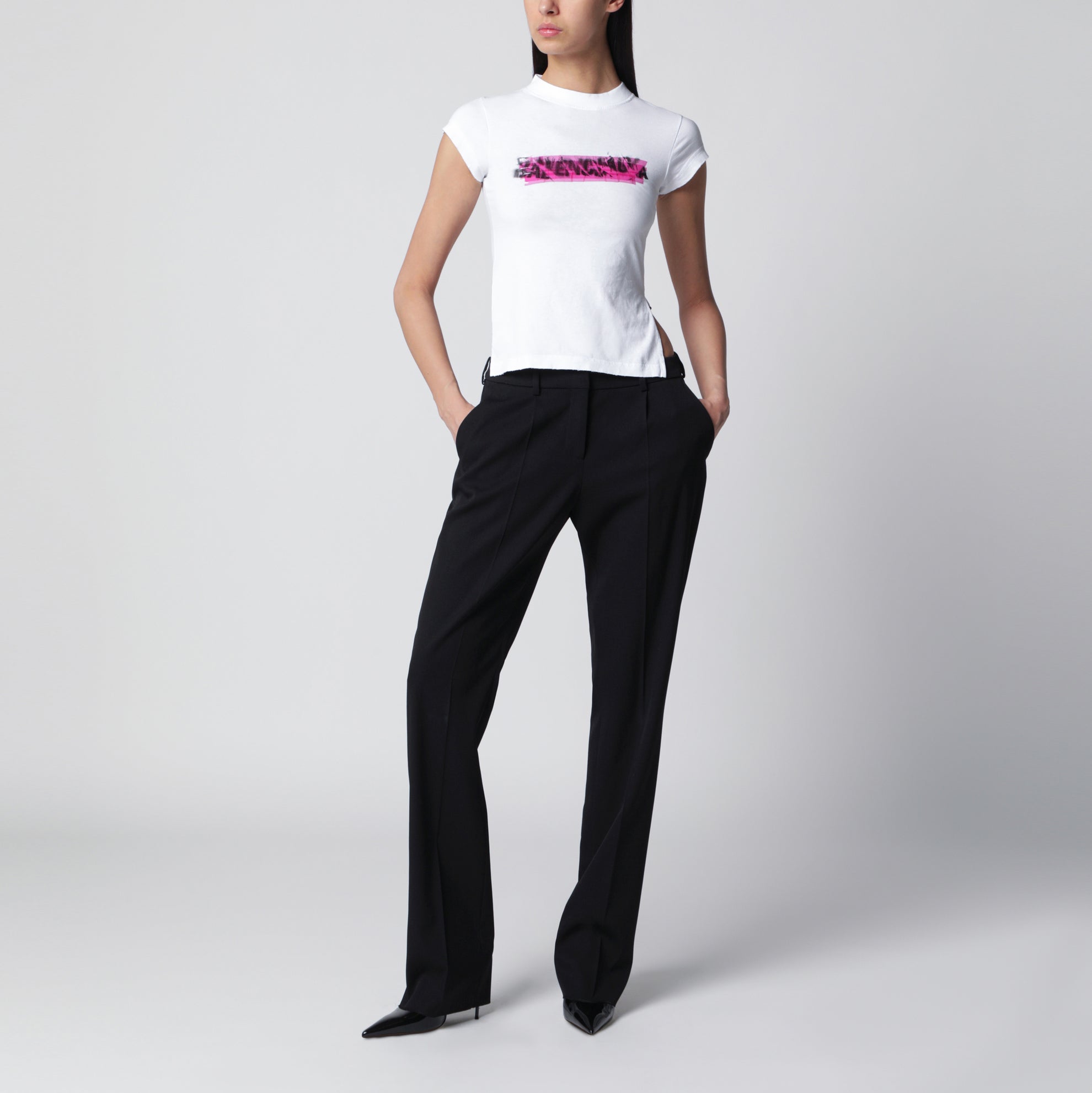 T-shirt Messy Spray in cotone bianco