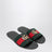 Black leather Riviera slides