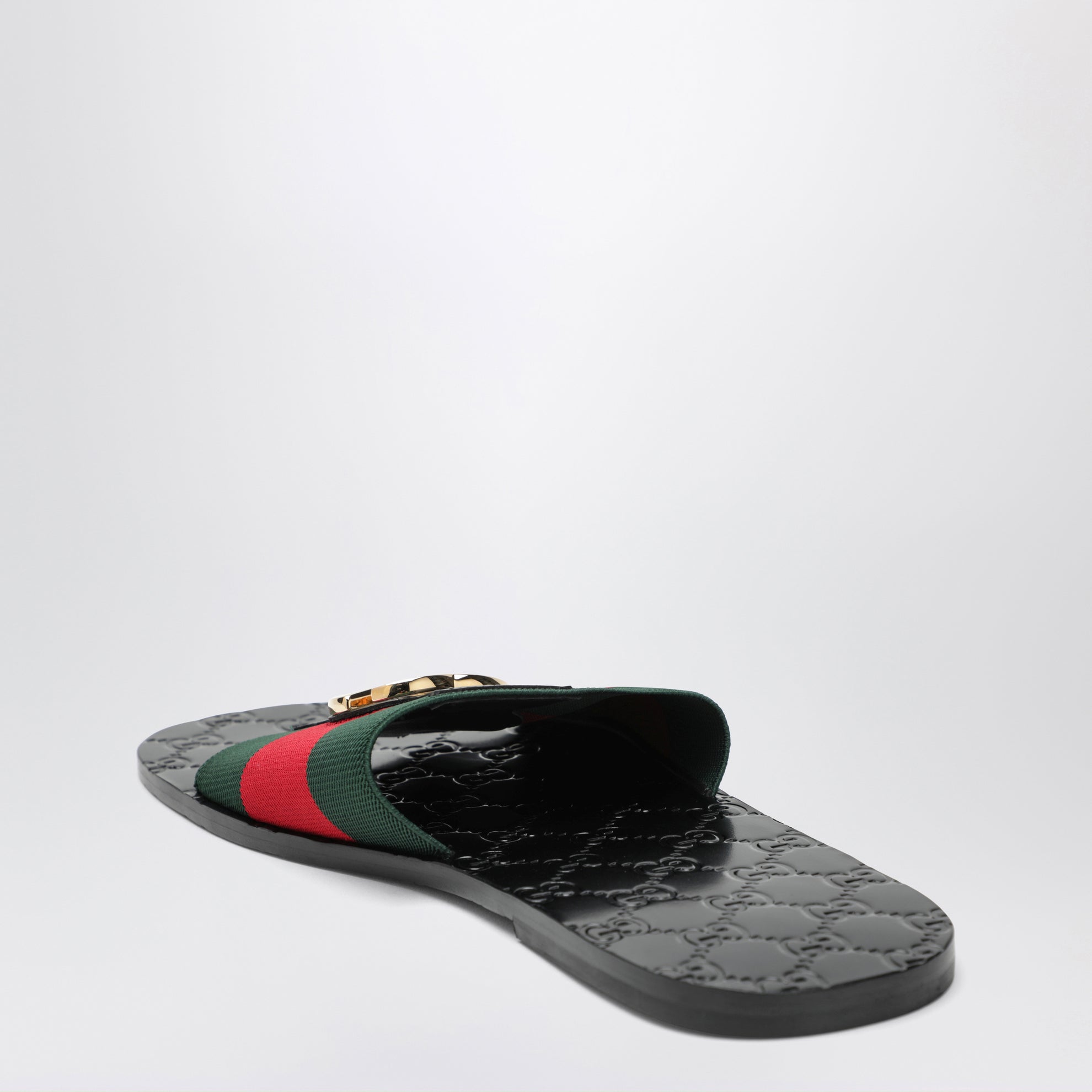 Black leather Riviera slides