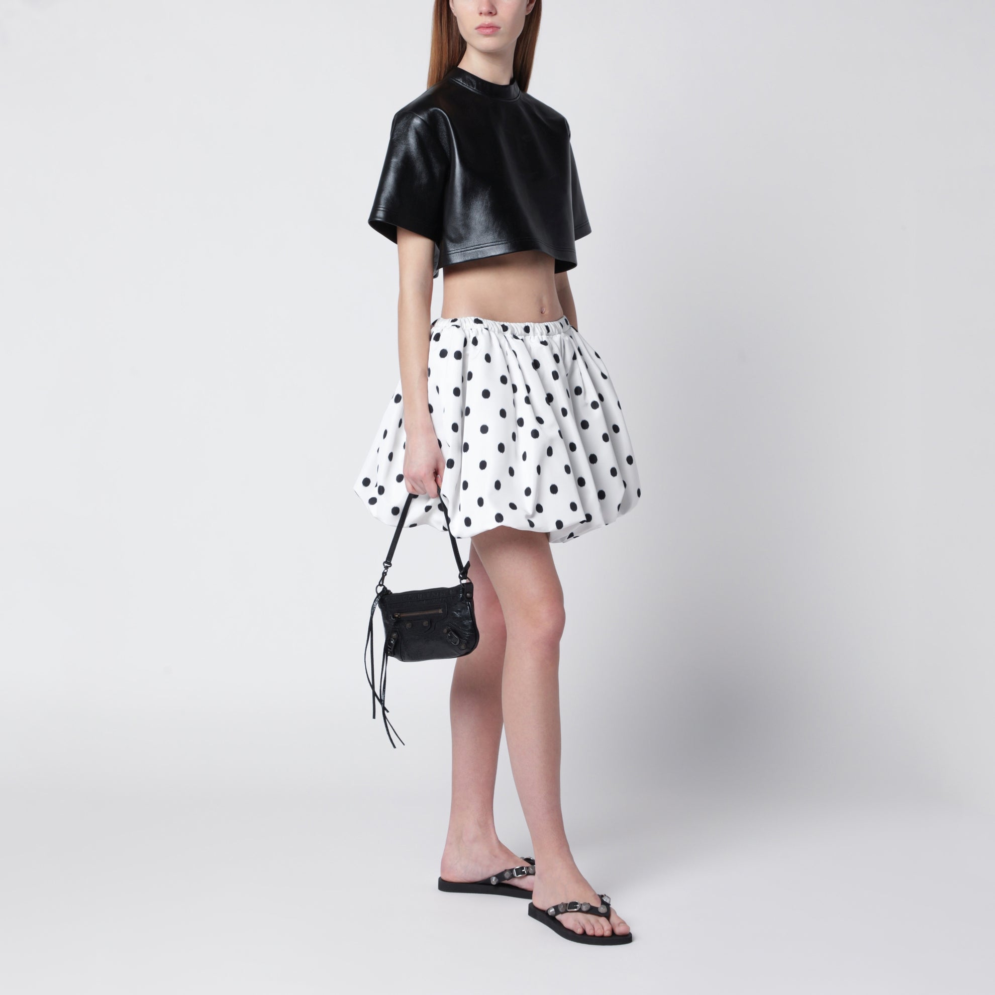 Black Cropped Leather Top