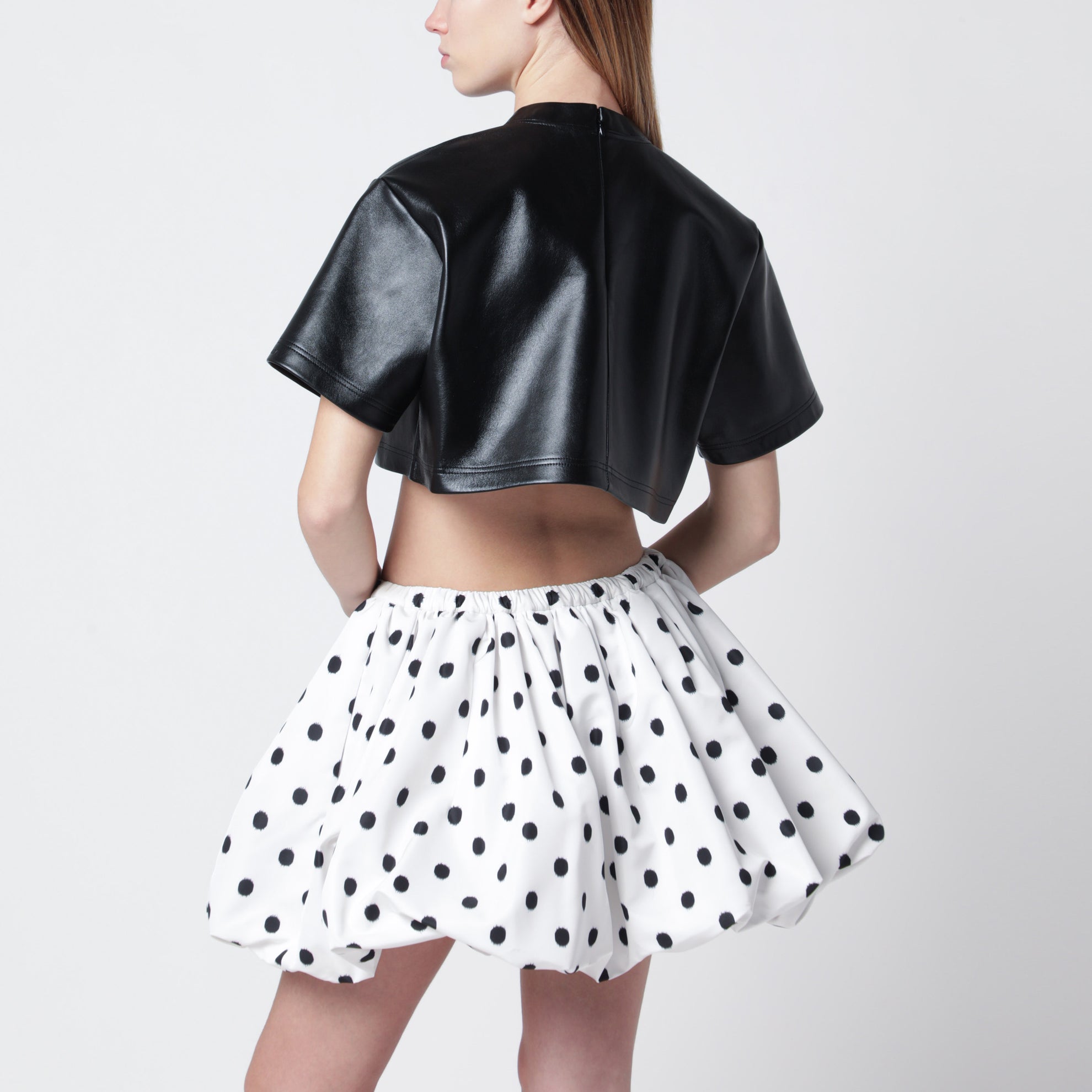 Black Cropped Leather Top