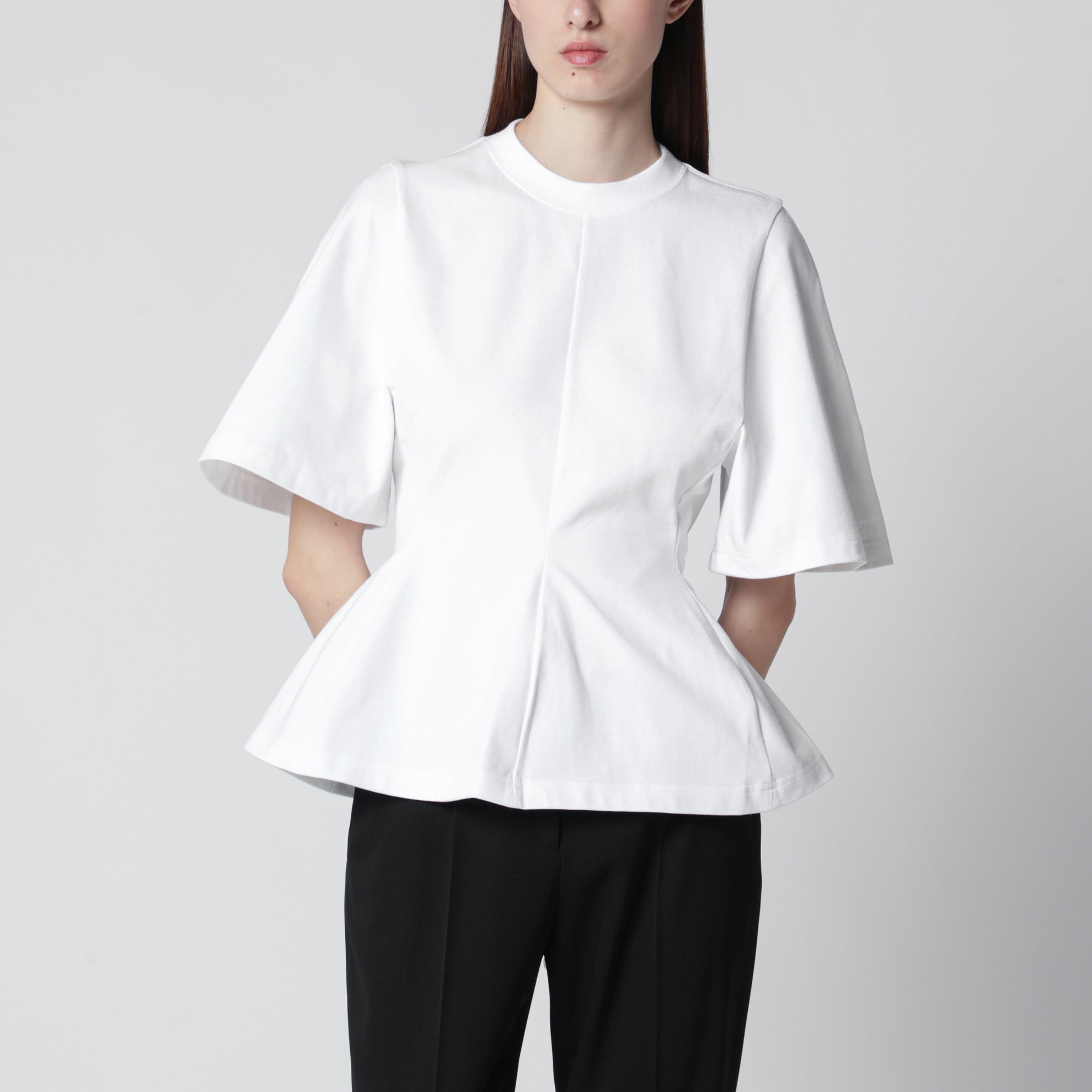 T-shirt Shaped in jersey di cotone bianco