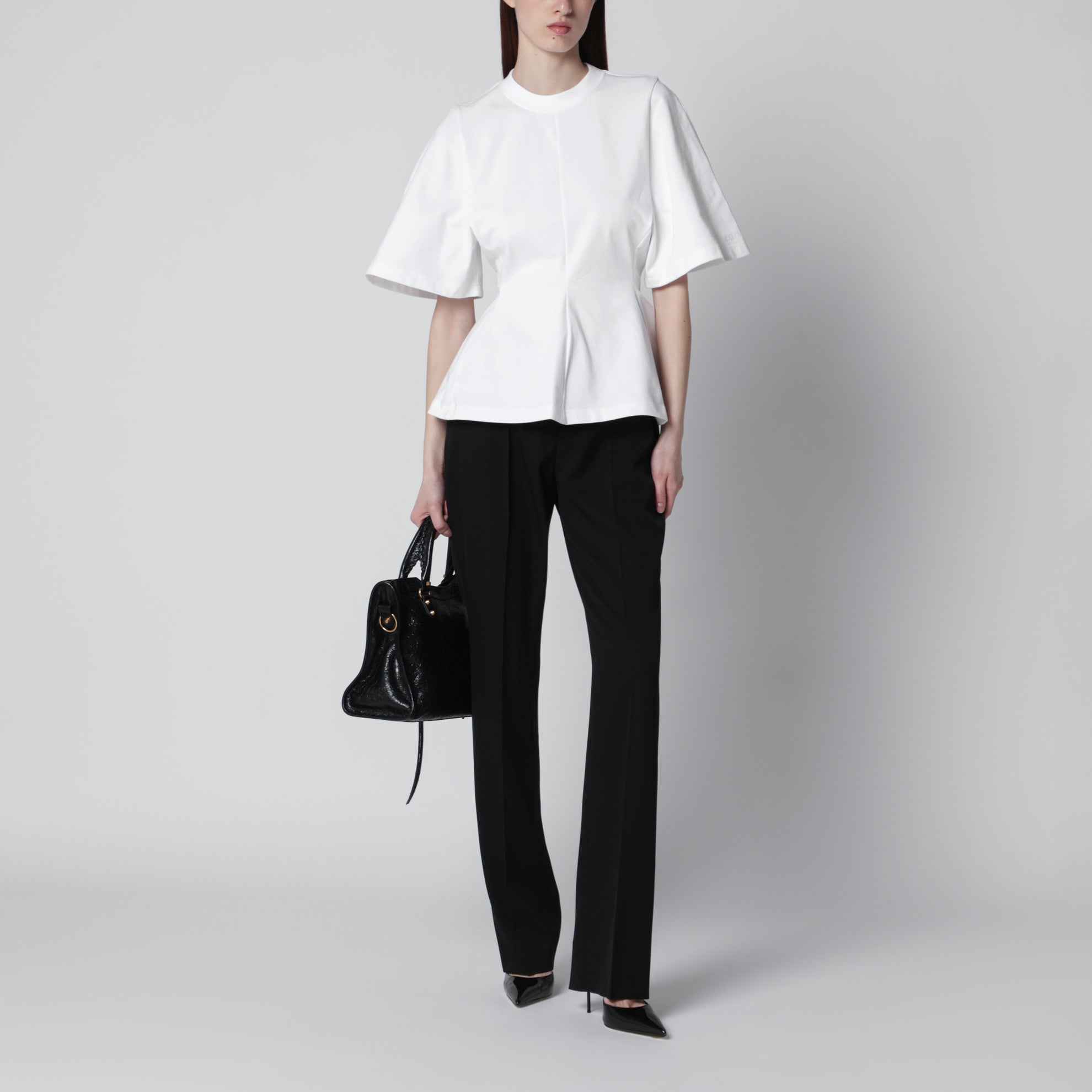 T-shirt Shaped in jersey di cotone bianco