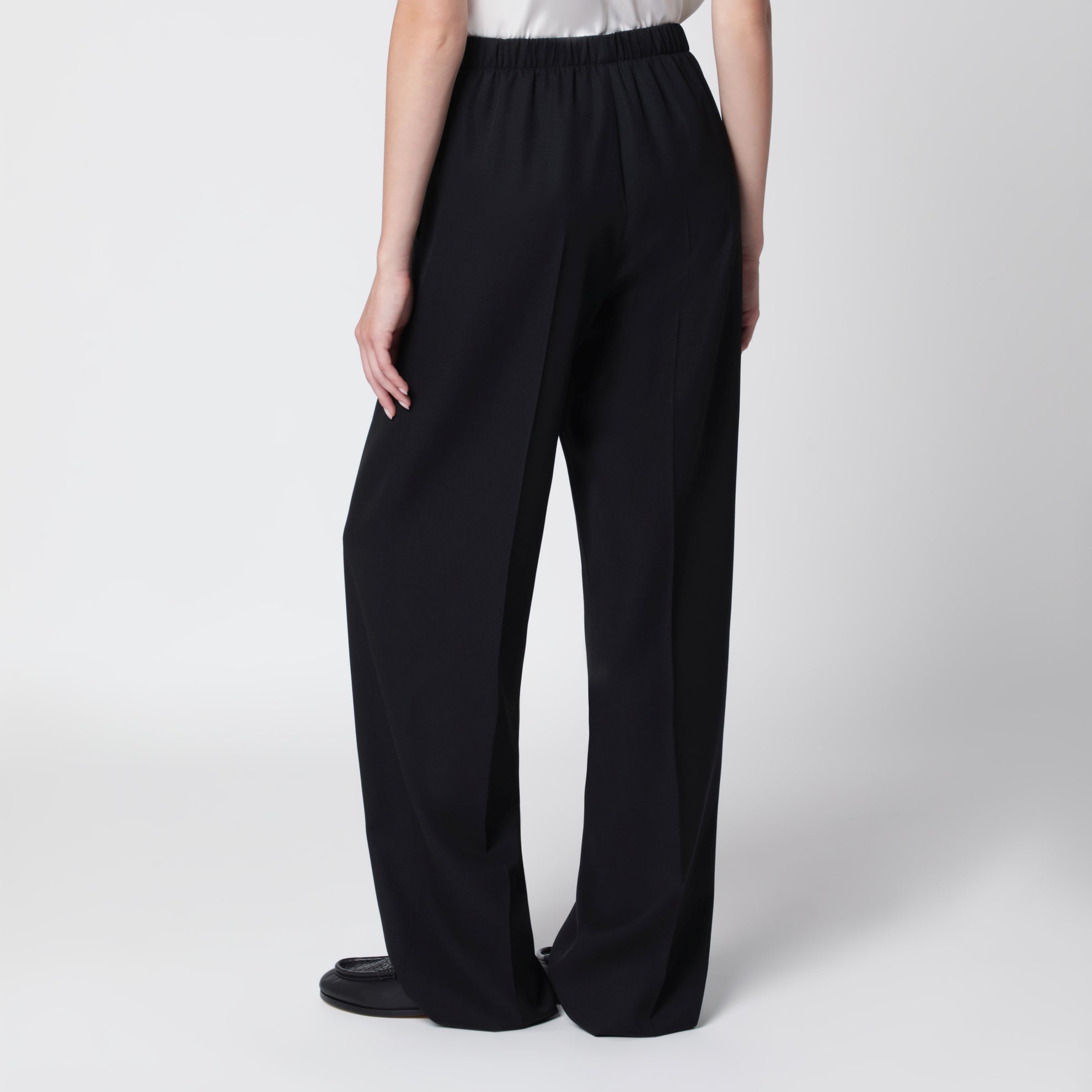Pantaloni a gamba ampia in lana Double Black