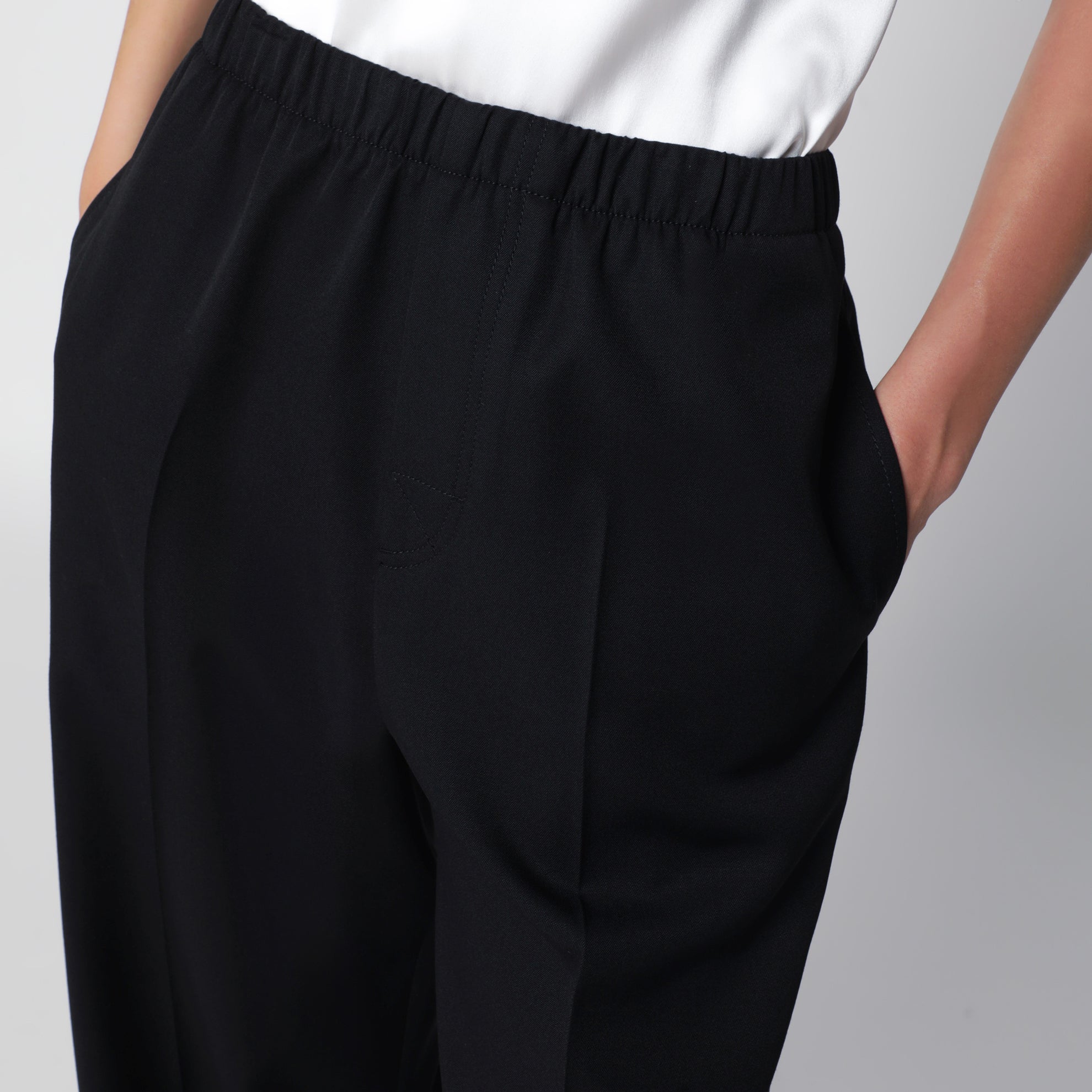 Pantaloni a gamba ampia in lana Double Black