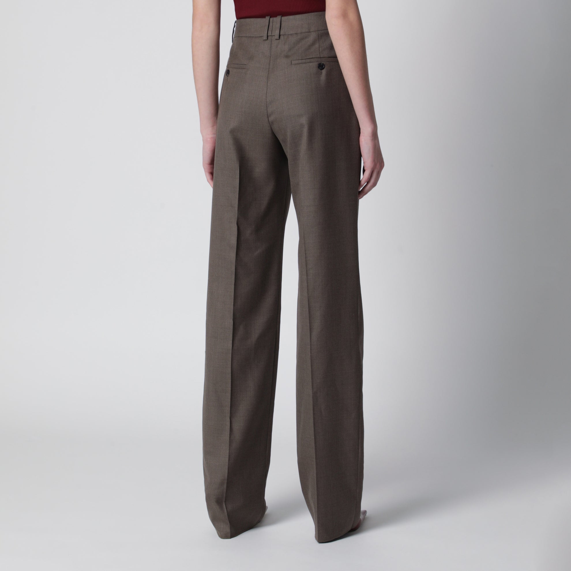 Pantaloni sartoriali a vita media in lana marroni
