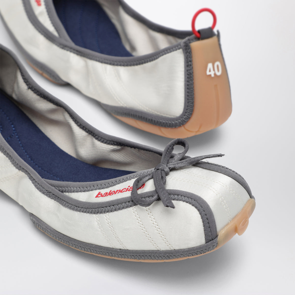 Ivory/grey Ballet sneakers in technical fabric