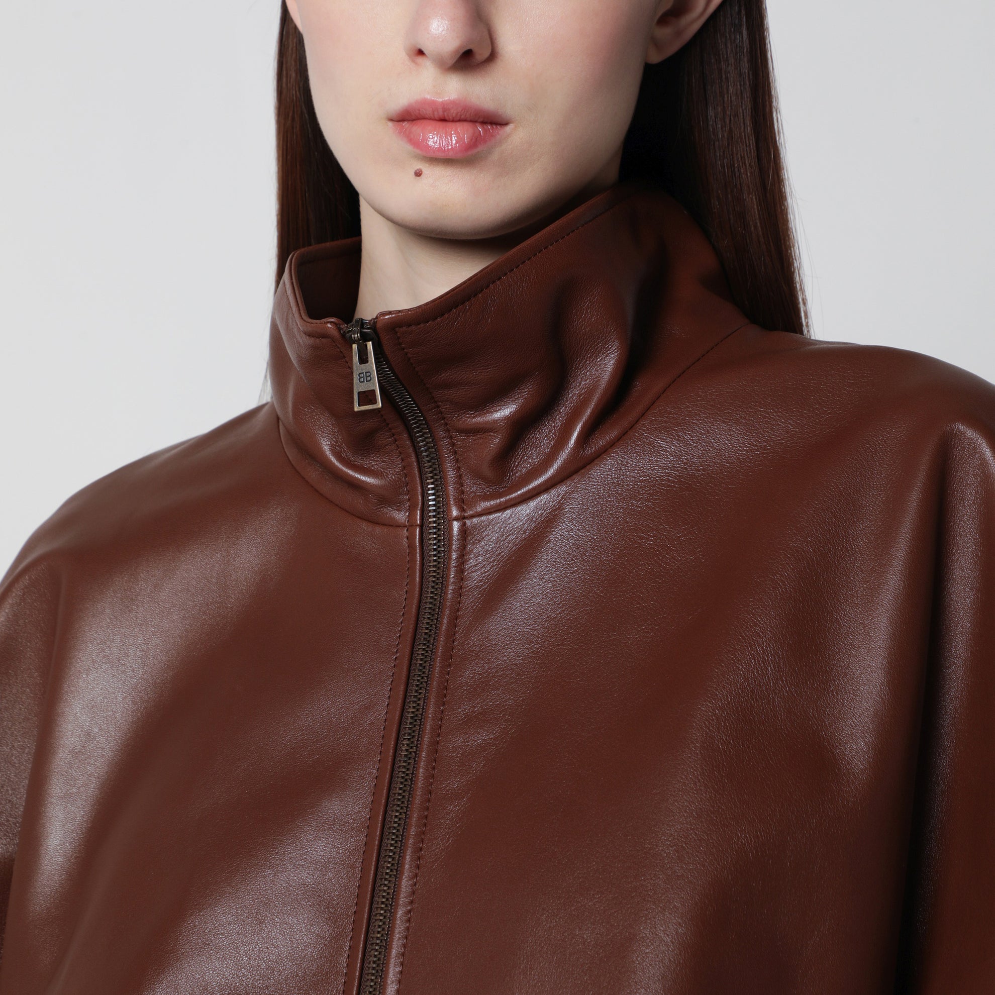 Cooon bomber jacket in lamb leather, castor