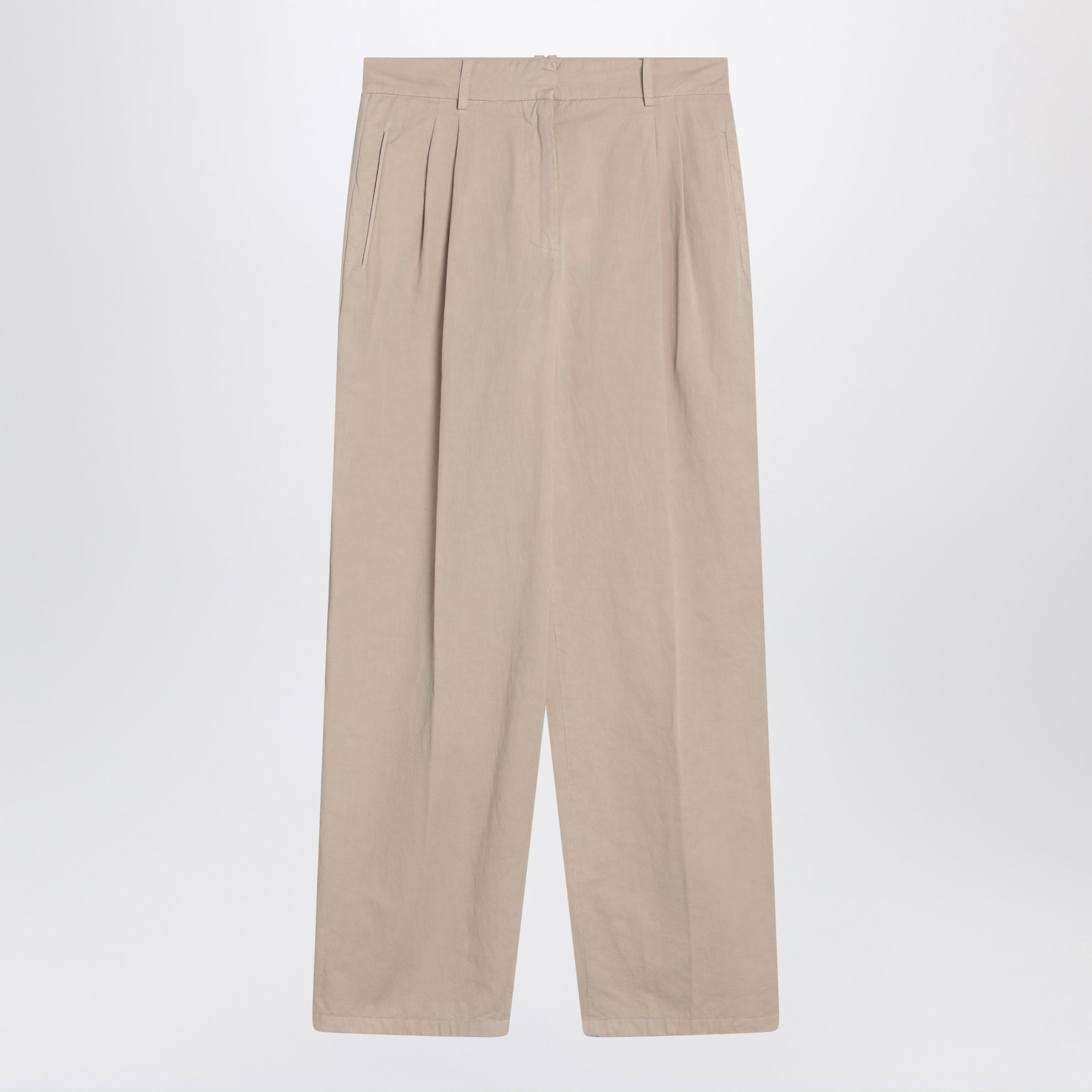Lilas light khaki cotton and linen trousers