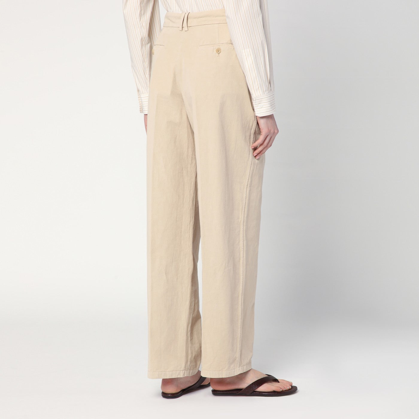Lilas light khaki cotton and linen trousers