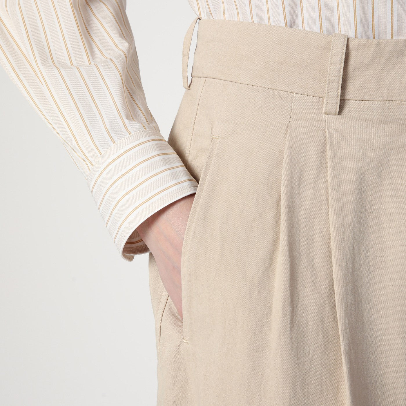 Lilas light khaki cotton and linen trousers